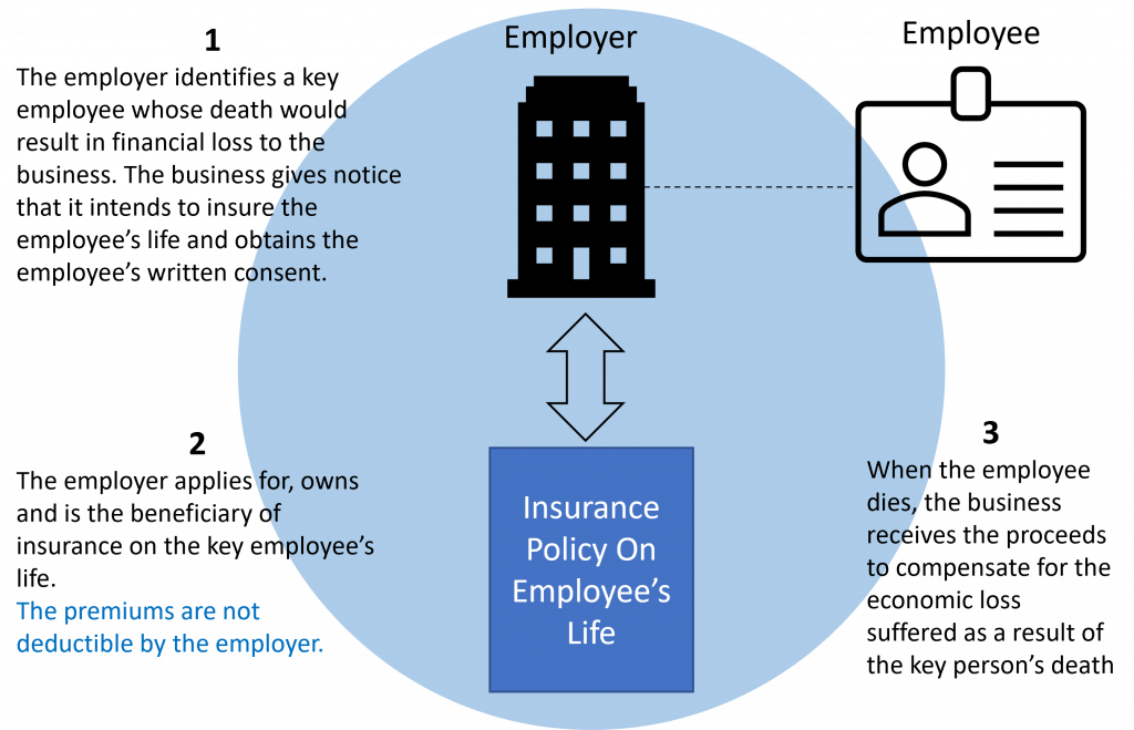 A diagram of an employee life insurance policy.
